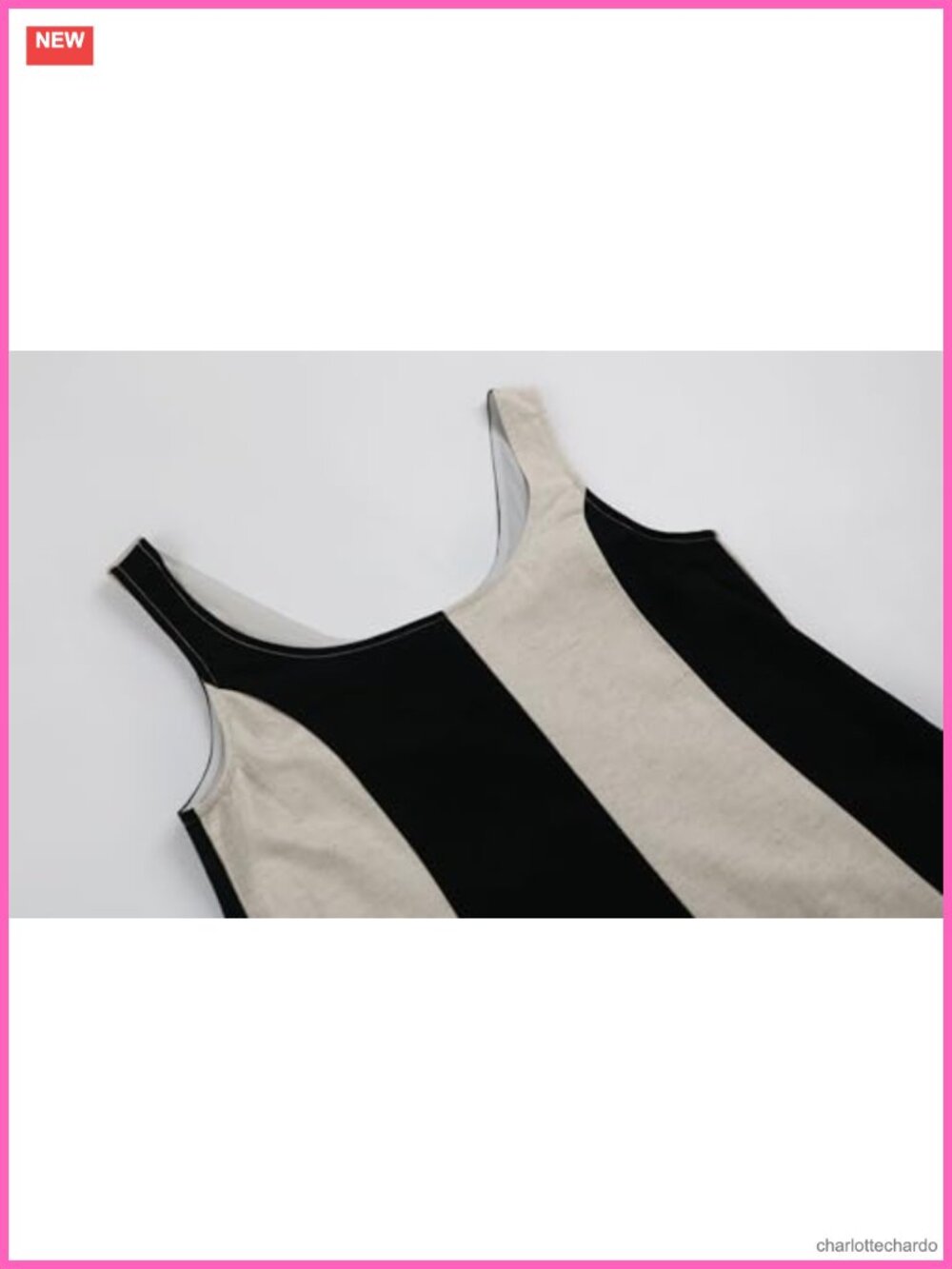 Sleeveless Color Block Linen Dress with A-Line Silhouette, Square Neck, Beach - Picture 2 of 3